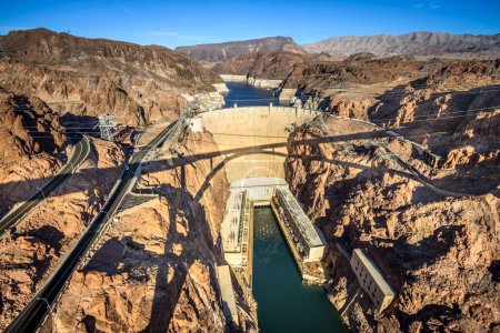 View from the Hoover Dam Bypass Bridge, near Las Vegas, Colorado River, USA, North America
