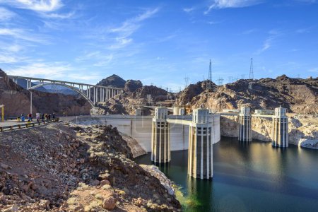 Hoover dam, Hoover Dam, dam, near Las Vegas, the water level has dropped approx. 30 m, Lake Mead, Boulder City, formerly Junction City, border Arizona, Nevada, USA, North America