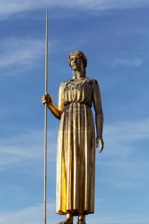 Palas Atenea con lanza, chapado en oro, estatua de Johannes Knubel