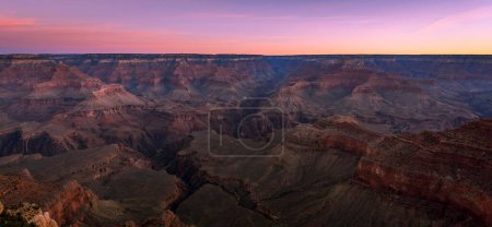Gorge of the Grand Canyon at sunrise, Colorado River, view from Rim Walk, eroded rock landscape