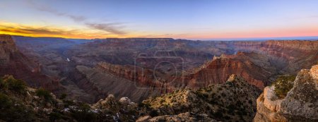 Canyon landscape, gorge of the Grand Canyon at sunset, Colorado River, view from Lipan Point, eroded rock landscape, South Rim