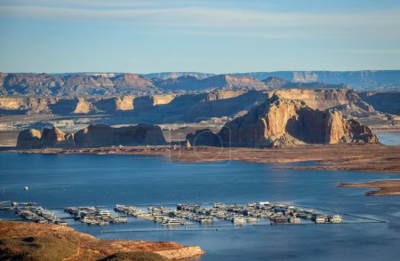 Wahweap, Marina and Wahweap Bay, view from Wahweap Overlook to Lake Powell