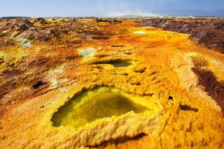 Geothermal area with sulphur deposits and acidic salt lakes, Dallol