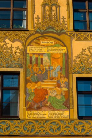 Wandbild, Fresken aus dem 16. Jahrhundert, Ulmer Rathaus, Ulm, Schwäbische Alb, Baden-Württemberg, Deutschland, Europa