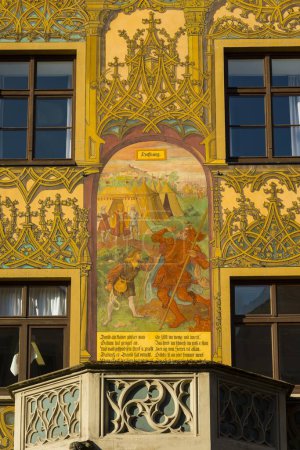 Espoir, peinture murale, fresques du XVIe siècle, prédication en chaire, Mairie d'Ulm, Ulm, Jura souabe, Bade-Wurtemberg, Allemagne, Europe