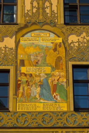 Envie secrète, murale, fresques du XVIe siècle, mairie d'Ulmer, Ulm, Jura souabe, Bade-Wurtemberg, Allemagne, Europe