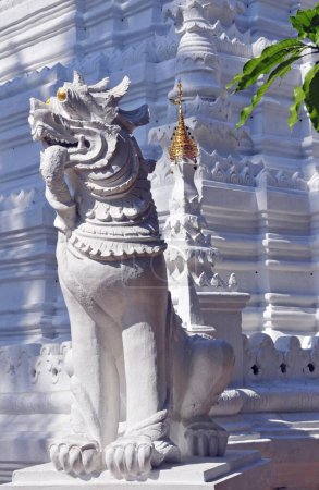 Marble lion, Wat Suan Dok, temple in Chiang Mai, Thailand, Asia, PublicGround, Asia