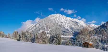 Snowy landscape, behind Schattenberg, 1845m, Oberallgaeu, Allgaeu, Bavaria, Germany, Europe