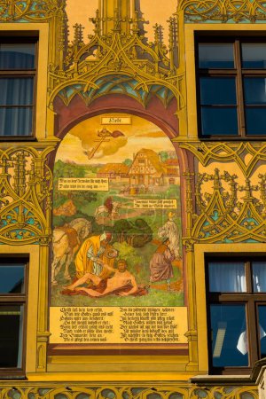 Amour, murale, fresques du XVIe siècle, Hôtel de ville d'Ulmer, Ulm, Jura souabe, Bade-Wurtemberg, Allemagne, Europe
