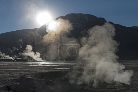 Smoking geysers, El Tatio, San Pedro de Atacama, Atacama Desert, 4270m altitude, Chile, South America