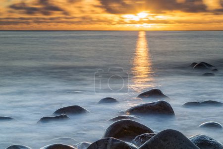 Sunset, Stone Beach, Southwest Coast, Madeira, Portugal, Europe