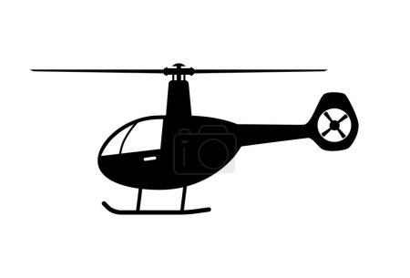 Black helicopter vector icon on white background