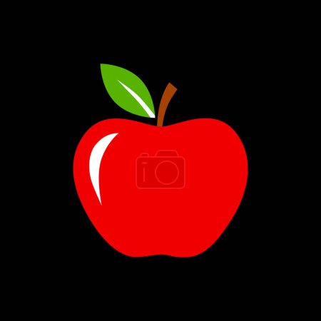 Illustrazione per Icona vettoriale mela su sfondo nero - Immagini Royalty Free