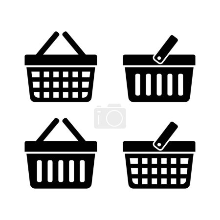 Shopping basket icon set, vector illustration 