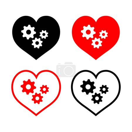 Téléchargez les illustrations : Icônes vectorielles coeur sur fond blanc - en licence libre de droit