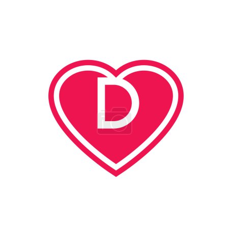 Ilustración de Letra inicial D amor logotipo icono diseño plantilla vector - Imagen libre de derechos