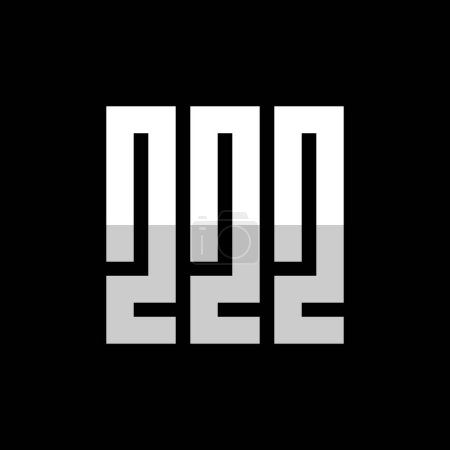 Téléchargez les illustrations : Modèle de logo numéro 222 vecteur, triple logo monogramme isolé sur fond noir - en licence libre de droit