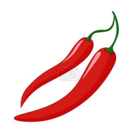 Ilustración de Ilustración de vector de icono plano de chile rojo, cabai merah keriting o chile rojo grande en estilo de dibujos animados - Imagen libre de derechos