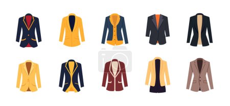 Ilustración de Conjunto de chaquetas de traje formal, dibujos animados plana ilustración vector de diseño - Imagen libre de derechos