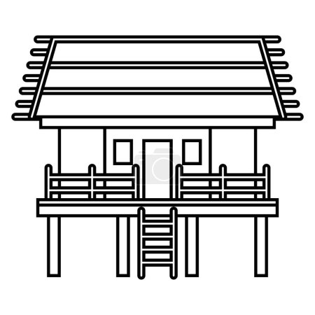 Ilustración de Dayak casa tradicional vector ilustración elementos de plantilla de diseño, arquitectura antigua de indonesia, ilustración de estilo de arte de línea - Imagen libre de derechos