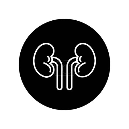 Ilustración de Ilustración del vector del icono del órgano renal, órganos internos de los riñones humanos, icono redondo negro - Imagen libre de derechos