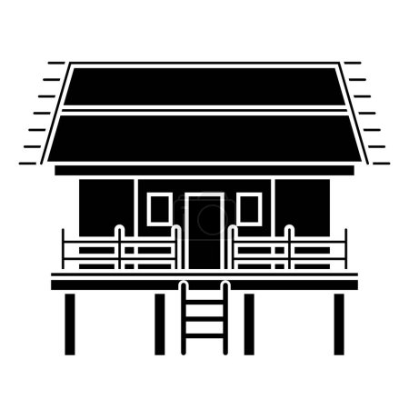 Ilustración de Dayak tradicional casa vector ilustración diseño plantilla elementos, arquitectura antigua de indonesia, silueta negro ilustración - Imagen libre de derechos