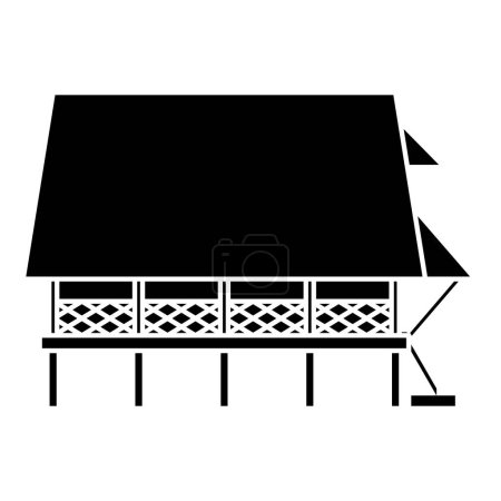 Illustration for Maluku  traditional house vector illustration design template elements, indonesian ancient architecture, black silhouette - Royalty Free Image
