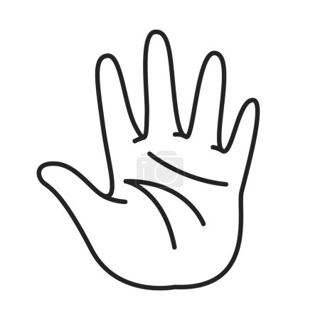 Ilustración de Ilustración de vector de órgano de mano humana, Los cinco sentidos del tacto, palma humana de la mano en estilo de arte de línea - Imagen libre de derechos
