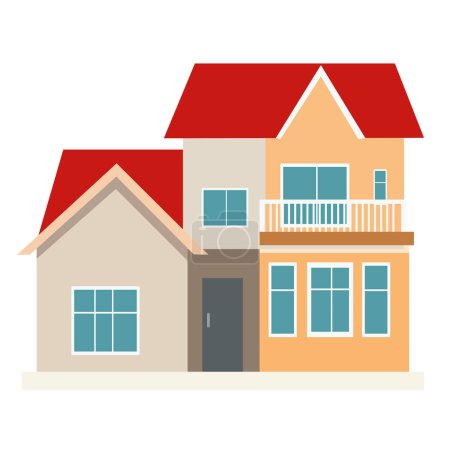 House building architecture front view, residential property or real estate, flat design vector illustration