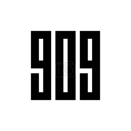 Ilustración de Número 909 diseño del logotipo del monograma, negro sobre fondo blanco - Imagen libre de derechos