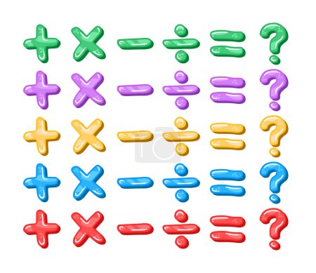 Matemáticas símbolo conjunto vector, matemática icono colección, además de multiplicar menos dividir igualdad signo de interrogación