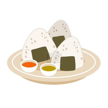 Illustration vectorielle boule de riz Onigiri, clip art alimentaire japonais
