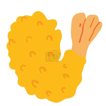 Crocante ilustración del vector de camarones fritos, crujiente icono de camarones fritos, aislado sobre fondo blanco