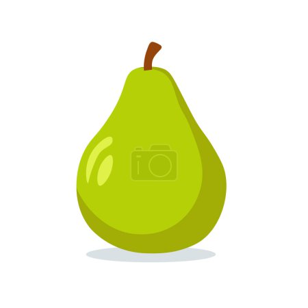 Green pear icon vector illustration, pyrus whole fruit in flat cartoon style