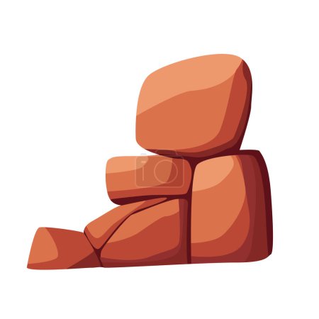 Felsen Klippen Vektor Illustration, Wüste Stein Bild, rote Felsschlucht Clip Art, isoliert auf weißem Hintergrund
