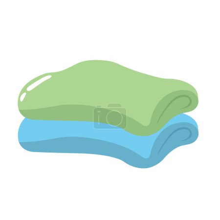 Stack of folded towels or blankets, cartoon style vector illustration, towel or blanket folds clip art, flat icon design