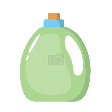 Suavizante de tela o botella de detergente diseño icono plano, botella de ilustración vector limpiador, lavado de ropa líquido aislado sobre fondo blanco