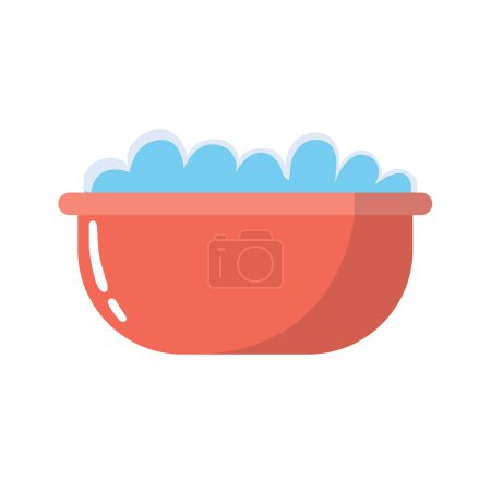 Ilustración de vectores de bañera de lavandería, icono plano del lavabo de agua, imagen de bañera de lavado rojo