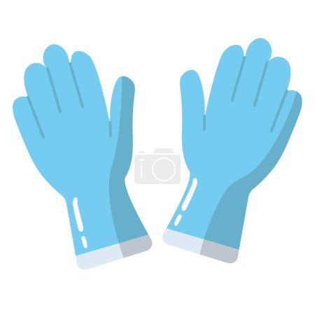 Guantes de lavado y limpieza de cocina icono vector ilustración, guante de lavado de platos en estilo de diseño plano, látex o goma guantes de protección imagen