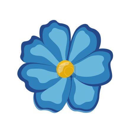 Schöne blaue Blume Vektorbild, flache Design-Illustration, isoliert auf weißem Hintergrund