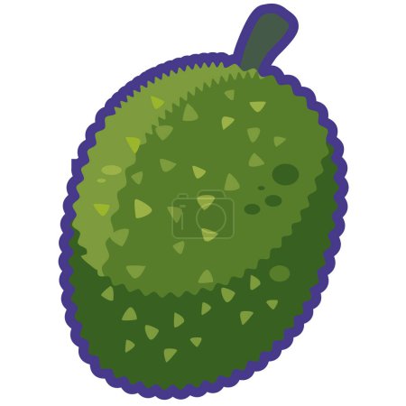 Jackfrucht oder jak vektorillustration, jaca oder nangka sommertropische früchte, khanun oder khnor, maki mi oder may mi, mit flachem symbol