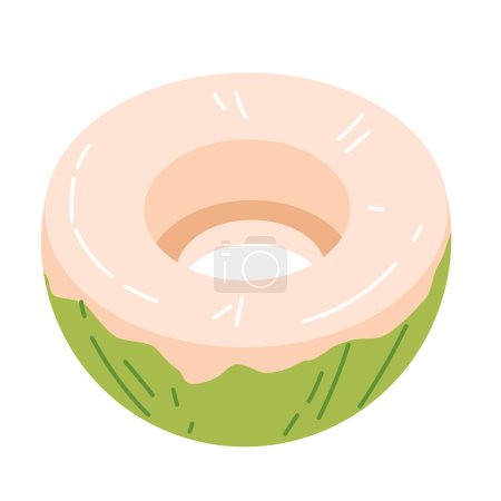 Ilustración de Ilustración de vector de coco verde de media rebanada, degan o kelapa muda aislado sobre fondo blanco - Imagen libre de derechos