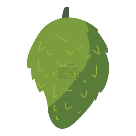 Vector soursop fruit vector illustration, buah sirsak or sirsat image, cartoon graviola or guanabana fruit isolated on white background, guyabano or annona muricata