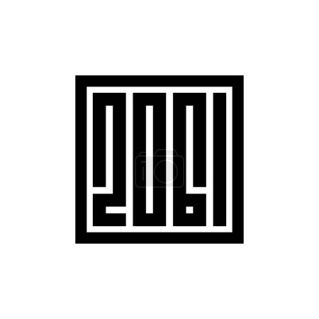 Illustration for 2061 Happy new year logo text design, geometric square shape typography, monogram logo vector illustration - Royalty Free Image