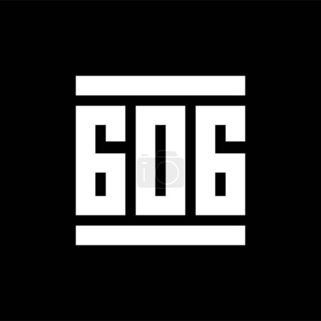 Ilustración de Número geométrico 606 logo vector de texto ilustración, blanco sobre fondo negro - Imagen libre de derechos