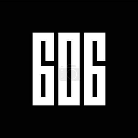 Ilustración de Number 606 logo, square shape typography logo monogram, vector illustration, white on black background - Imagen libre de derechos