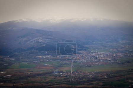 View from the track route to Viden peak, Konyavska mountain, Kyustendil, Bulgaria