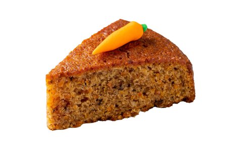 Delicious and fresh carrot cake on a white background