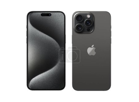 Photo for Antalya, Turkey - September 12, 2023: Newly released iPhone 15 pro max mockup set with back and front angles - Royalty Free Image