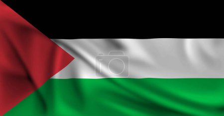 Palestine flag covering the frame is waving in the wind